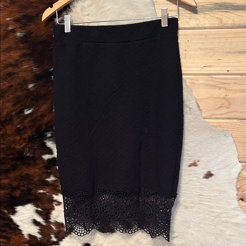 Free People Storyteller Black Lace Pencil Skirt Size Small